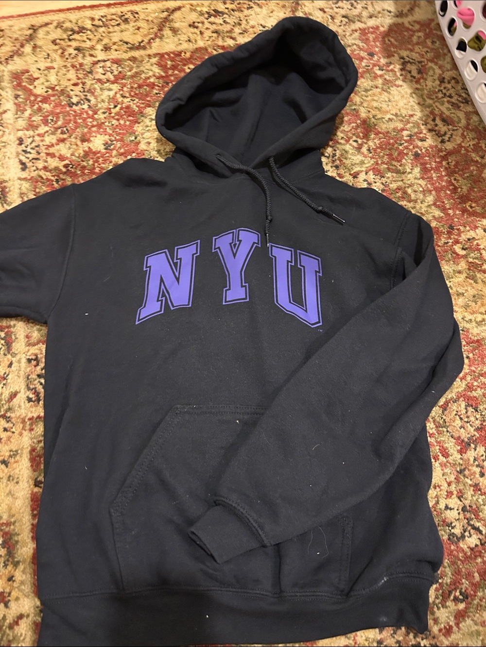 Unisex NYU  Black Hoodie with Purple Lettering
